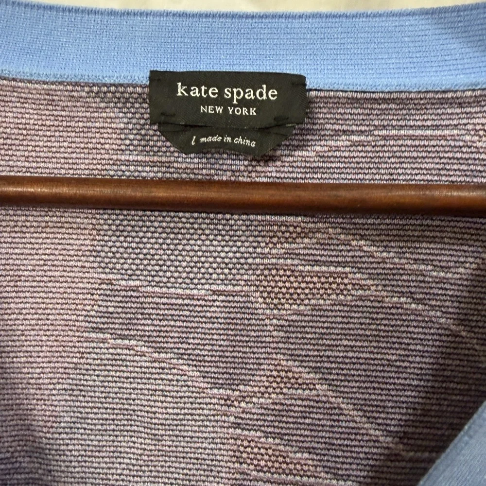 Kate Spade New York‎ $358 Autumn Blue Floral  Paisley V-Neck Knit Cardigan Sz L
